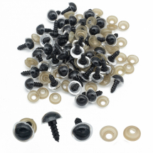 Oczy Bezpieczne z Gwintom i Zaciska Plastik, Przezroczyste, 14 mm, 25 par (13WB23577)