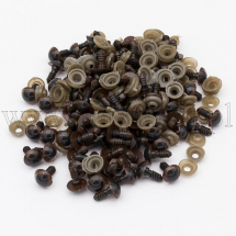 Oczy Bezpieczne z Gwintom i Zaciska, do Zabawek, Plastik, Brązowy, 12mm, 50par (13WB23914)
