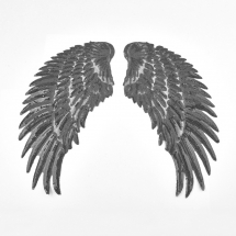 Naszywka Odzieżowa Naklejka Termiczna Nakładka Cekinowa Skrzydło Kolor: Czarny. Rozmiar: 310x150x1mm 2szt (13WB23953)