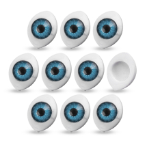 Oczy Tęczowe do Zabawek, Plastikowe, Owalne, Niebieski, 10.5x14x6mm, 10szt (13WB17805)