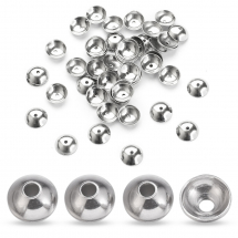 Шапочки для Бусин, Нержавіюча Сталь, Колір: Сталь, Діаметр 6мм, Отвір 0.8мм, (13WB16551)