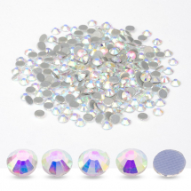 Скляні Стрази Термоклейові, Клас AA, Круглі Гранені, Плоскі ззаду, Кристал АВ, 4.6~4.8мм, (13WB14768)