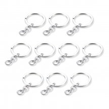 Kółko z Łańcuszkiem do Breloków i Kluczy, Stop, Platyna, 22x3mm, 10szt (13WB25089)