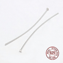 Srebro 925 Szpilki Gwoździe, Płaska Czapka, 50x0.2mm, pin: 0.5mm, 2szt (13WB25367)