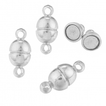 Zapięcie Magnetyczne, Mosiądz, Mocny Magnes klasy N35, Kolor: Platynowy, Rozmiar: 11x5mm, Otwór 1mm, 4szt (13WB11237)