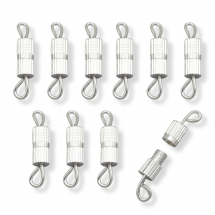 Застібка Гвинтова Латунь, що Закручується, Срібло, Довжина 14мм, Застібка 7х3мм, Отвір 1.8мм, (13WB26224)