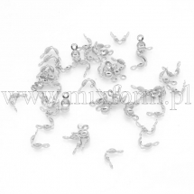 Łapaczki Mosiężne, Końcówki Zaciskowe na węzełki, Srebro, 7x4mm, 50szt (2WB29423)