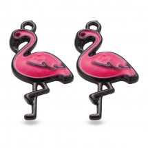 Zawieszka Wisiorek Flamingo Akrylowy z Wiśniową Emalią, 29.5x16x3mm, Otwór 2mm, 2szt (13WB14078)