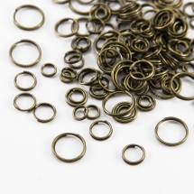 Колечка Подвійні, Залізні, Мікс, Колір: Бронза, Розмір: 4 ~ 10мм, Товщина 0.8мм, 50г / близько 530шт, (3WB5750)