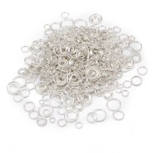 Колечка Подвійні, Залізні, Мікс, Колір: Срібло, Розмір: 4 ~ 10мм, Товщина 0.8мм, 50г / близько 530шт, (3WB5752)