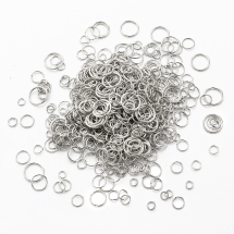 Колечка Одинарні, Залізні, Мікс, Колір: Платина, Розмір: 4-10мм, 50г / близько 600шт, (3WB5756)