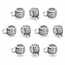 Krawatka do Biżuterii, Styl Tybetański, Stop, Kolor: Antyczne srebro, 11x6x7mm, Otwór 3mm i 4mm, 10szt (3WB2309)