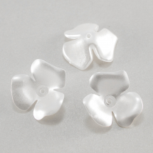 Перли Намистини Акрилові, Глянцеві, Квітка, Колір: Білий, Розмір: 22х6.5мм, Отв-тя: 1мм, близько 30шт / 25г, (13WB18806)