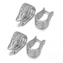 Тримач для кулонів, Латунь, Стійке Покриття, Філігранні, Колір: Платина, Розмір: 12х6х8мм, Отвір 8х5мм, Пін 1мм, (13WB18974)