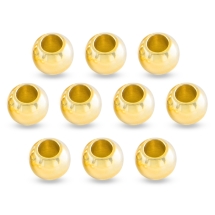 Намистини Еко Латунь Круглі, Покриття Золото 18К, 3мм, Отвір 1мм, (13WB19014)