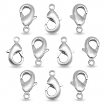 Zapięcie Karabińczyk-Lobster Eco Mosiądz, Kolor: Platynowy, 12x7x3mm, Otwór 1mm, 10szt (13WB16086)