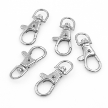 Zapięcie Obrotowy Karabinek-Lobster, Stop Metalowy, Platynowy, 39x17x7mm, Otwór 6x9mm, 5szt (13WB16107)