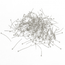 Szpilki z Kulką, Mosiądz, Platyna, 30x0.6mm, kulka 2mm, około 330 szt / 25 g (13WB16298)