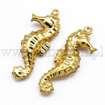 Кулон Підвіска Морський Коник Нержавіюча Сталь, Золото, 26.5х10х4мм, Отвір 1мм, (13WB20879)