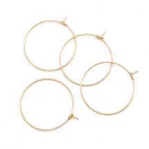 Bigle Koła, Zapięcie Francuskie, Stal Medyczna, Powłoka Jonowa, Złoty, 25x0.8mm, 4szt (13WB20968)