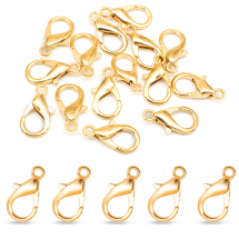 Zapięcie Karabińczyk-Lobster, do Rękodzieła i Biżuterii, Złoty, 21x12mm, Otwór 2mm, 20szt (5WB7871)