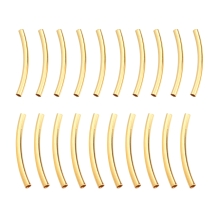 Koraliki Rurki Zakrzywione, Mosiądz, Złoty, 25x2mm, 20 szt (2WB28659)