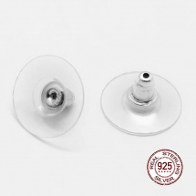 Срібло 925 Родоване, Комбіновані Заглушки для Швенз, Силікон, 6.5x12мм (13WB18130)