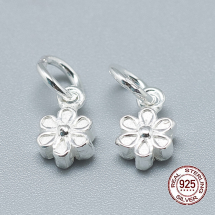 Срібло 925 Підвіска Кулон Квітка з Кільцем, 8х5х3мм, Отвір 4мм, (13WB21572)