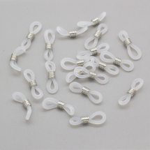 Uchwyty do Okularów, Silikonowe, Elementy Żelazne, Kolor: Platynowy, 18-20x5-6mm, 20szt (13WB21600)