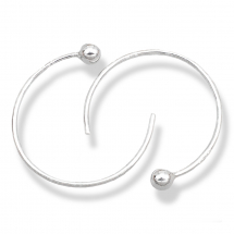 Srebro 925 Haczyki do Kolczyków, Bigle Półpierścienie, 20x20mm, pin 0.8mm, Kulka: 3mm, 1 para (13WB21628)