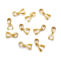 Krawatka Uchwyt do Wisiorków, do Rękodzieła i Biżuterii, Mosiądz, Złoty, 10x5.5x3mm, Otwór 3.5mm, 10szt (5WB4778)