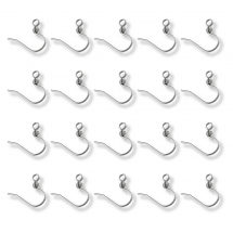 Bigle Hak Stal Nierdzewna, Baza Kolczyka z Pętlą, Platynowy, 15x15mm, Pin 0.8mm, Otwór 2mm, 20szt (13WB21076)