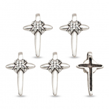 Zawieszka Wisiorek Krzyż z Dżetami Metal, Antyczne Srebro, 22x14x4mm, Otwór 2mm, 5szt (5WB6495)