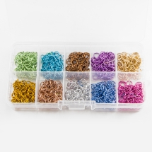 Набір одинарний Відкритих кілець, Алюміній, Колір: Мікс, Розмір: 6х0.8мм, Внутрішній Діаметр 5мм, близько 1000шт / набір, (13WB17555)