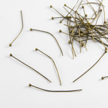 Szpilki z Kulką Mosiądz, Bronze, 70x0.6mm, Kulka 1.5mm, 30szt (13WB17701)