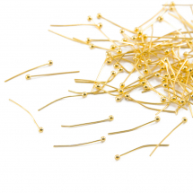 Szpilki z Kulka, Mosiądz, Złoty, 30x0.5mm, Kulka 2mm, 100 szt (13WB17706)