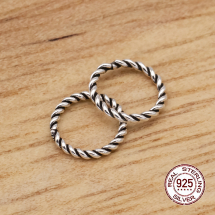 Tajskie Srebro 925 Kółeczka Ogniwka Pojedyncze, Lutowane, Antyczne Srebro, 6.5x0.8mm, 2szt (13WB24007)