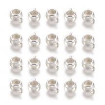 Бейл Біжутерний сплав, Тибетський Стиль, Рондель, Колір: Срібло, Розмір: 8х5мм, Отвір 2мм і 3.5мм, (5WB6693)