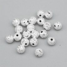 Намистини Зоряна Пил, Латунь, Круглі, Колір: Срібло, Розмір: Діаметр 8мм, Отвір 1.5мм, (5WB6696)