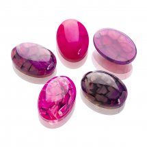 Kaboszony Naturalny Agat Smocza Żyła, Płaski tył, Owalny, Barwiony, Ciemnoróżowy, 24.5x17x6mm, 5szt (13WB22367)