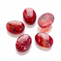Kaboszony Naturalny Agat Smocza Żyła, Płaski tył, Owalny, Barwiony, Ceglasty, 20x15x6.5mm, 5szt (13WB22368)