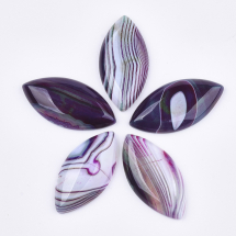 Kaboszony Naturalny Brazylijski Agat, Końskie Oko, 38-40x19-20x6-7mm, Kolor: Indygo, 1szt (13WB22532)