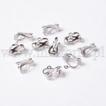 Baza do Klipsów z Pętelką, Mosiężne, Srebrny, 13x6x7mm, Otwór 1mm, 10szt (14WB7560)