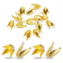 Конус Шапочки для Намистин Квітка Залізні, Золото, 13x7x7мм, Отвір 1мм, (14WB7973)