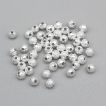 Намистини Зоряна Пил Латунь Круглі, Срібло, 4мм, Отвір 1мм, (14WB6856)