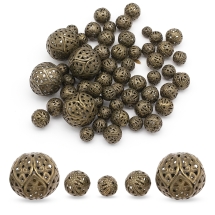 Koraliki Żelazo, Filigran, Mix, Okrągłe, Kolor: Bronze, 6~16mm, 25g (14WB6859)