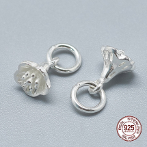 Srebro 925 Zawieszka Wisiorek, Charms, Kwiat z Kółkiem, 9x6.5x6mm, Otwór: 4mm, 1szt (13WB26721)