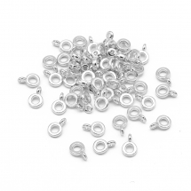 Bail Krawatka do Biżuterii, Rondel, Styl Tybetański, Stop, Srebro, 6,5x2mm, Otwór 2mm, 50szt (13WB26948)
