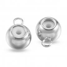 Bail Beczka, Mosiężna z Gumką do Wisiorków i Zawieszek, Platyna, 7x5x3.5mm, Otwór 0.7mm, 2szt (13WB26963)