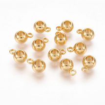 Krawatka do Biżuterii, Stal Nierdzewna, Rondel, Pozłacane 24k złotem, 9x6x4.5mm, Otwór 1.6mm i 3mm, 10szt (13WB26965)